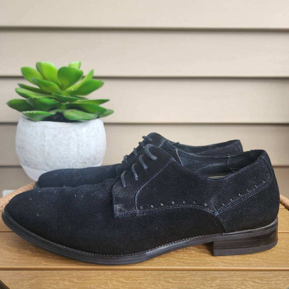 Stacy Adams Black Suede Leather Oxford Men’s 11 Lace-Up Dress Shoe Smart Casual